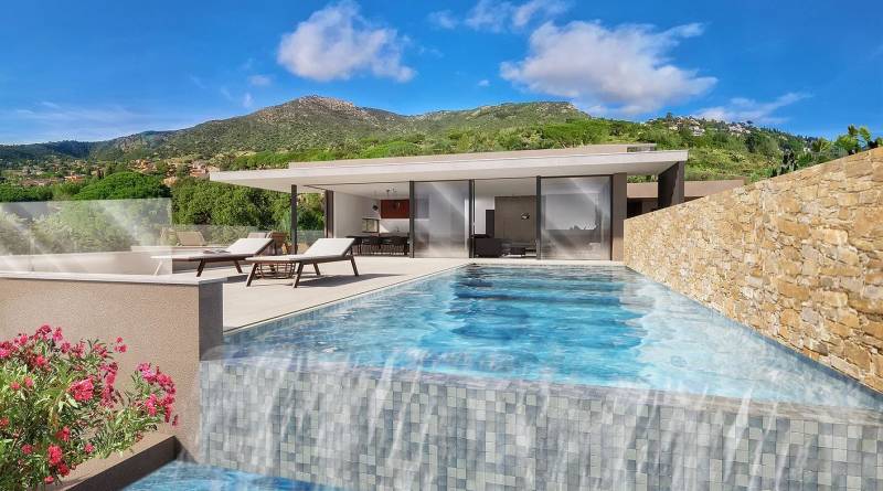 VILLA D VENDUE PAR CAP NÈGRE IMMOBILIER - VENTE EN VEFA - VILLA VUE MER NEUVE - PROPRIÉTÉ DE  LUXE AVEC PISCINE - LE LAVANDOU - SAINT CLAIR - COTE D'AZUR