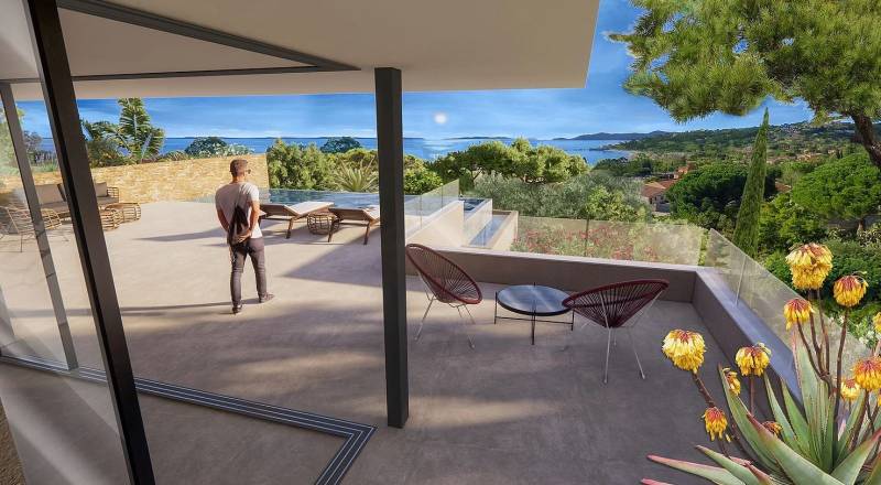 VILLA E VENDUE PAR CAP NÈGRE IMMOBILIER- EXCLUSIVITE - VENTE EN VEFA - VILLA VUE MER NEUVE - PROPRIÉTÉ DE  LUXE AVEC PISCINE - LE LAVANDOU - SAINT CLAIR - COTE D'AZUR