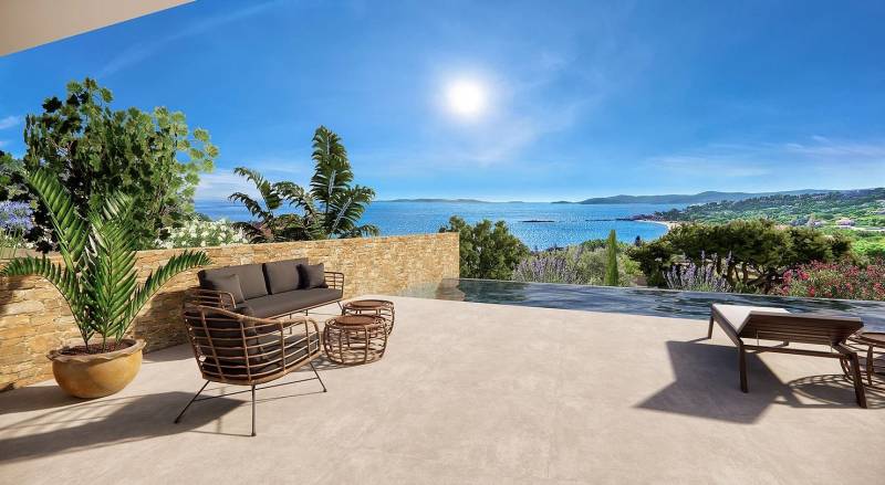 VILLA E VENDUE PAR CAP NÈGRE IMMOBILIER- EXCLUSIVITE - VENTE EN VEFA - VILLA VUE MER NEUVE - PROPRIÉTÉ DE  LUXE AVEC PISCINE - LE LAVANDOU - SAINT CLAIR - COTE D'AZUR